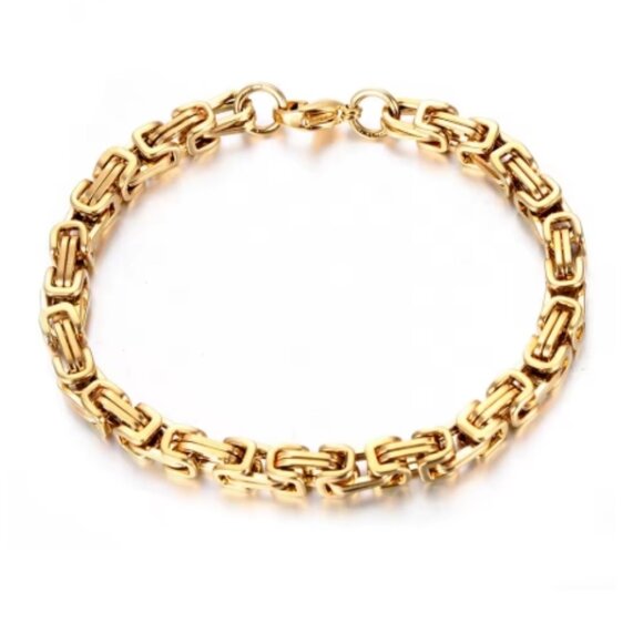 Unisex Link Bracelet, Gold Bracelet, Men's Bracelet, Women's Bracelet, Gold - Picture 1 of 1
